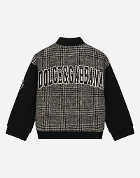 Wool-blend glen plaid bomber jacket