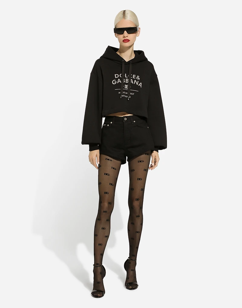 Jersey hoodie with Dolce&Gabbana logo lettering