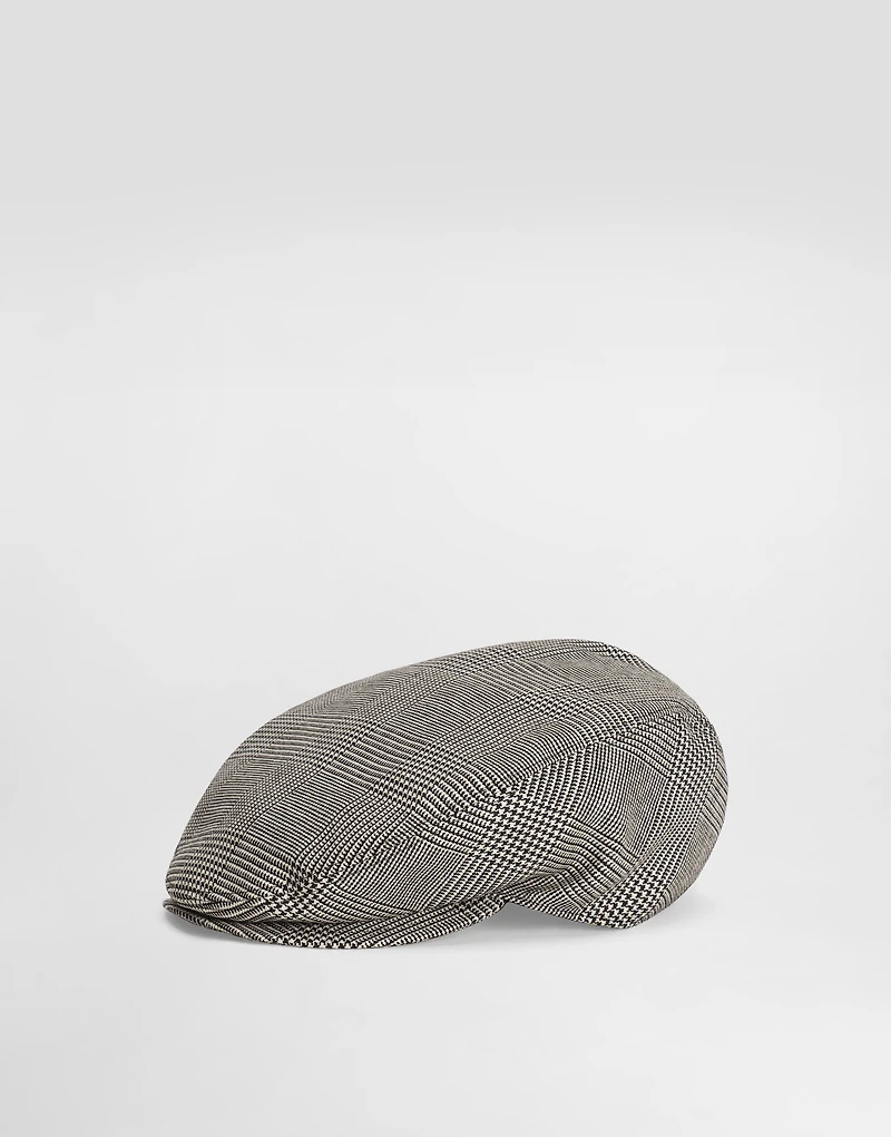 Virgin wool glen plaid flat cap
