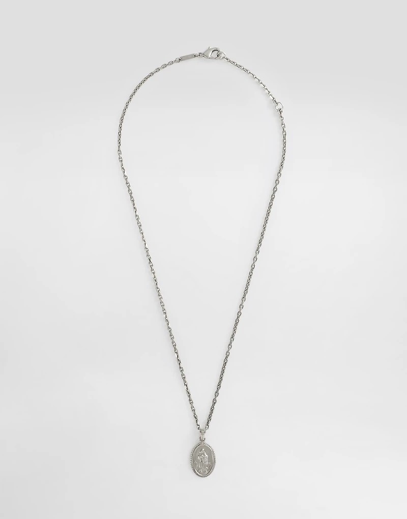 Metal necklace with engraved medallion