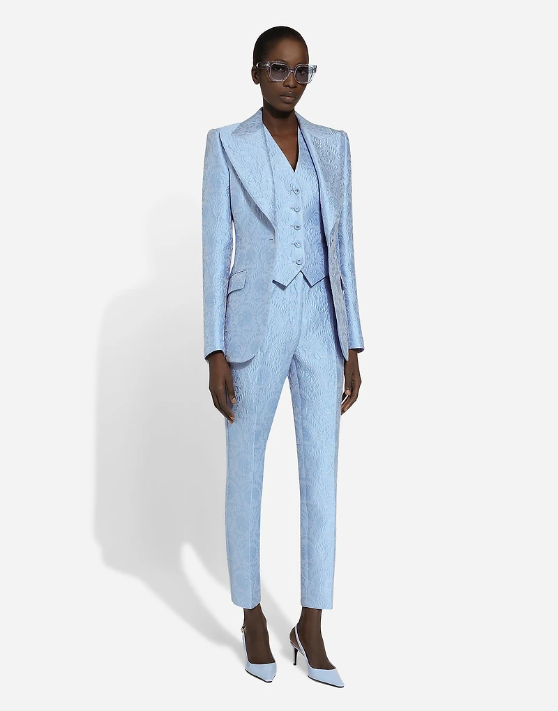 Single-breasted floral quilted jacquard Turlington jacket