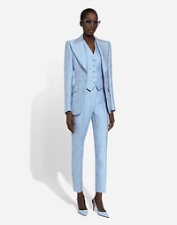 Single-breasted floral quilted jacquard Turlington jacket