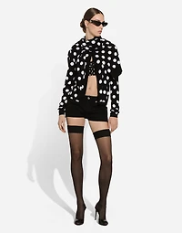 Wool and silk cardigan with polka-dot inlay