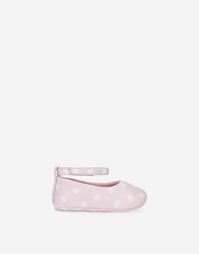 Nappa leather newborn ballet flats with DG-logo print