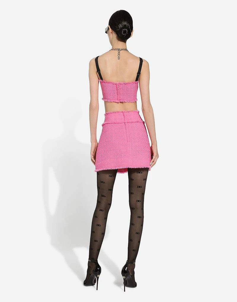 Raschel tweed miniskirt