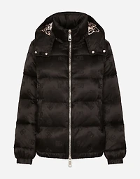 Satin jacquard down jacket with all-over DG logo