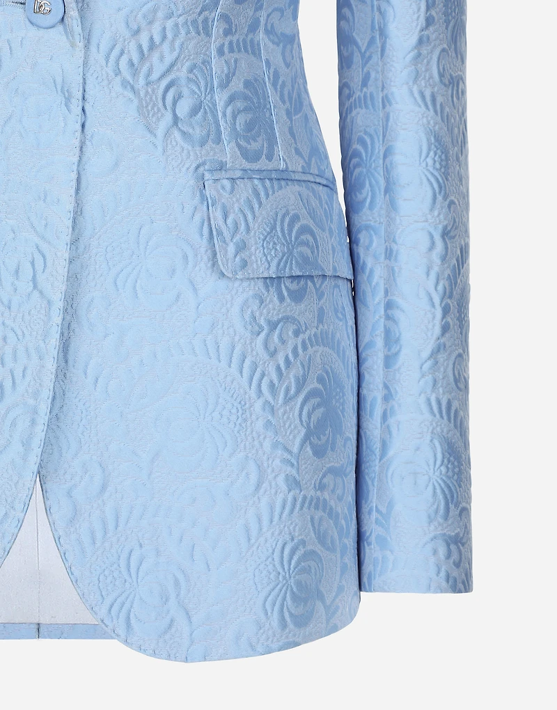 Single-breasted floral quilted jacquard Turlington jacket