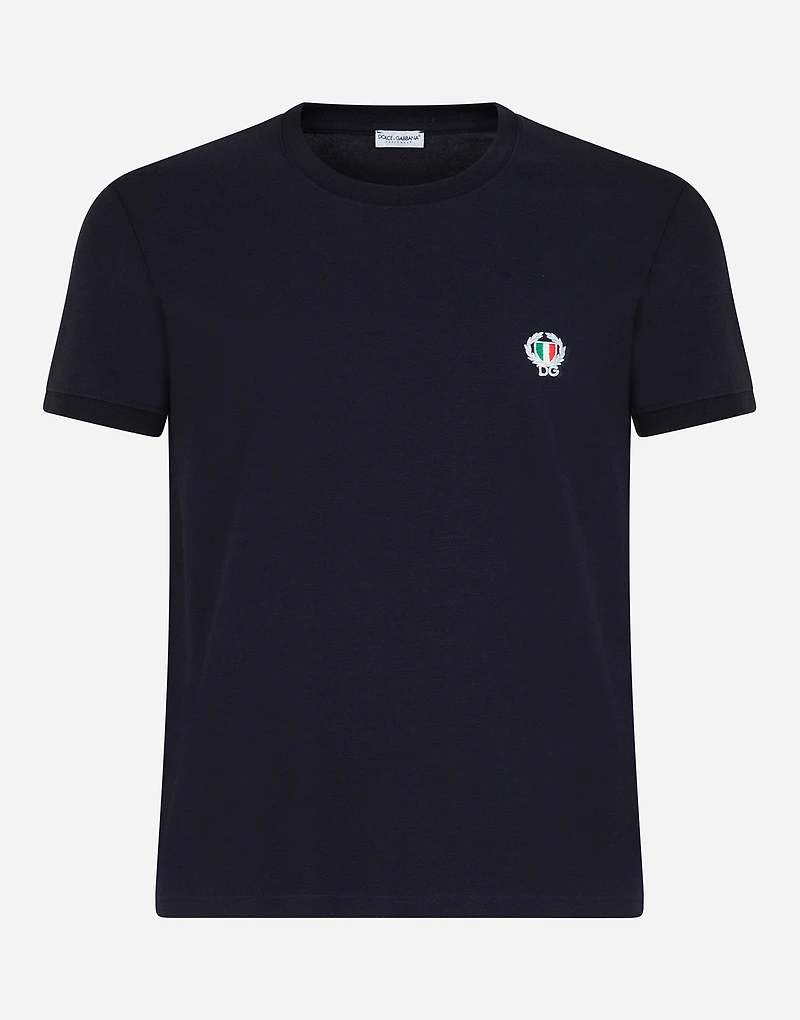 Round-neck stretch cotton t-shirt