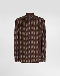 Printed silk twill martini shirt