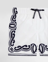 Fabric swim trunks with bandanna print