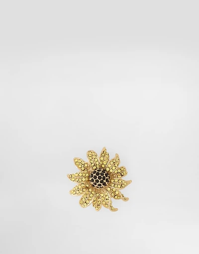 Sartoria floral brooch with rhinestones