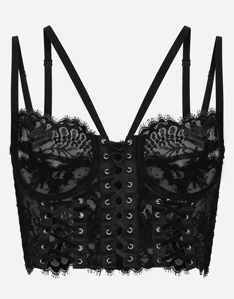 Lace lingerie corset with straps and eyelets