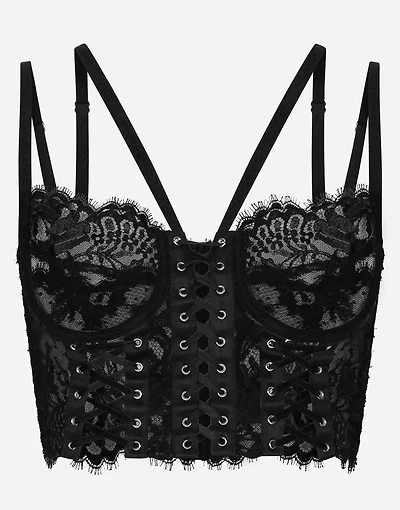Lace lingerie corset with straps and eyelets