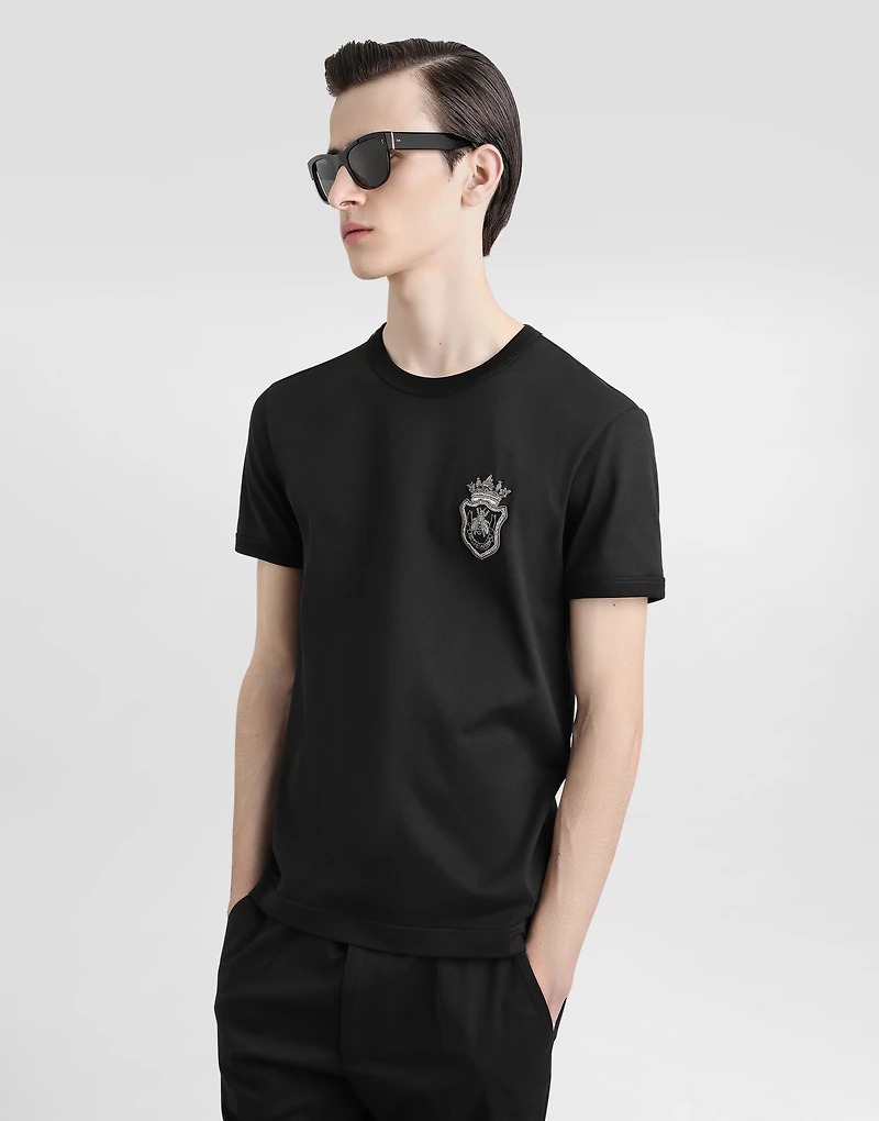 Cotton T-shirt with heraldic patch