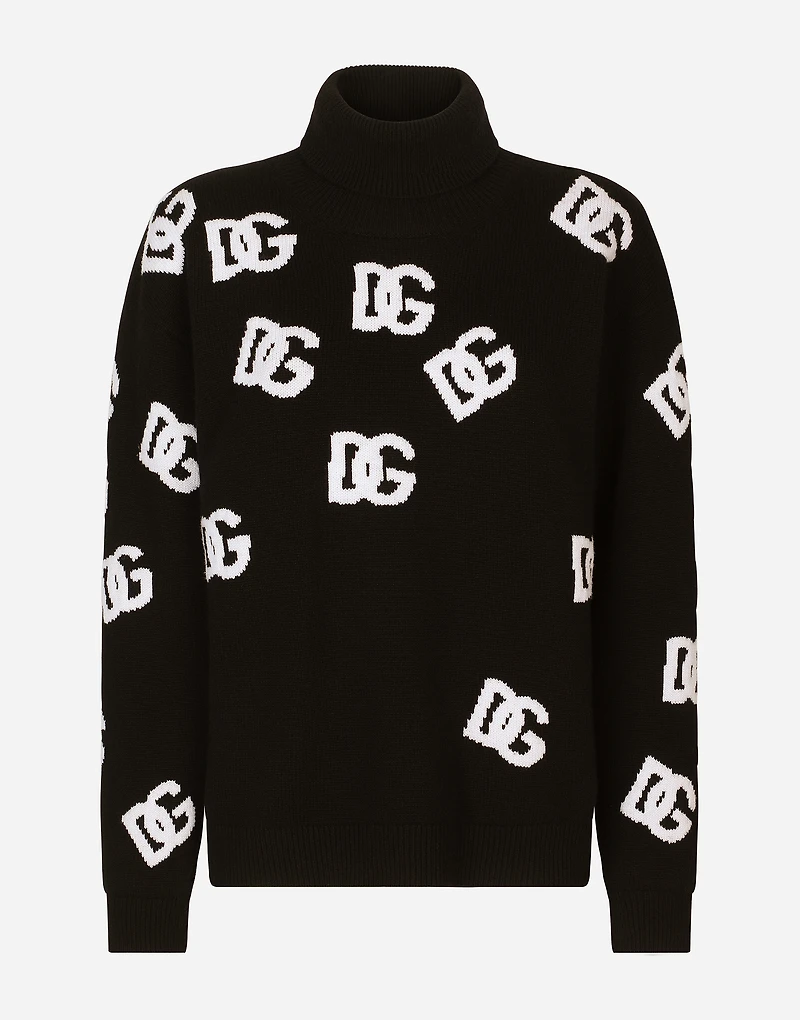 Virgin wool turtleneck with inlaid DG logo