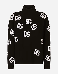 Virgin wool turtleneck with inlaid DG logo