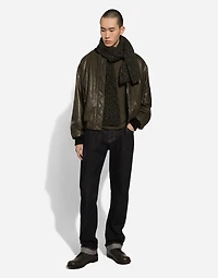 Lined leather bomber jacket