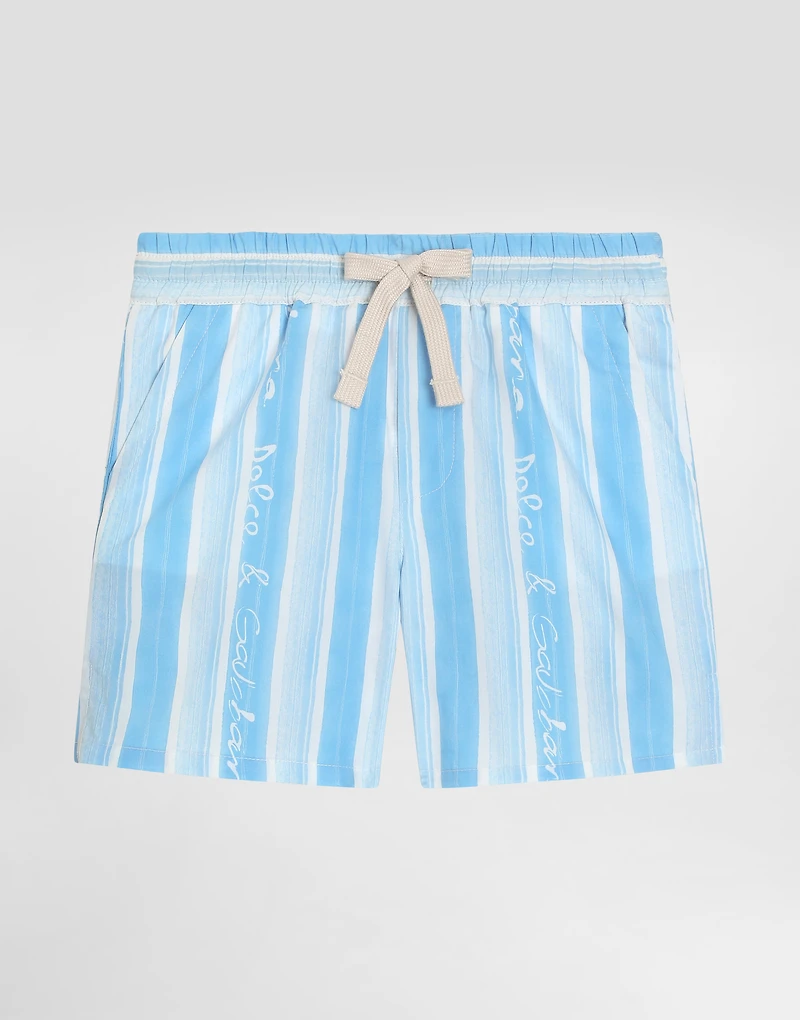 Poplin shorts with striped print