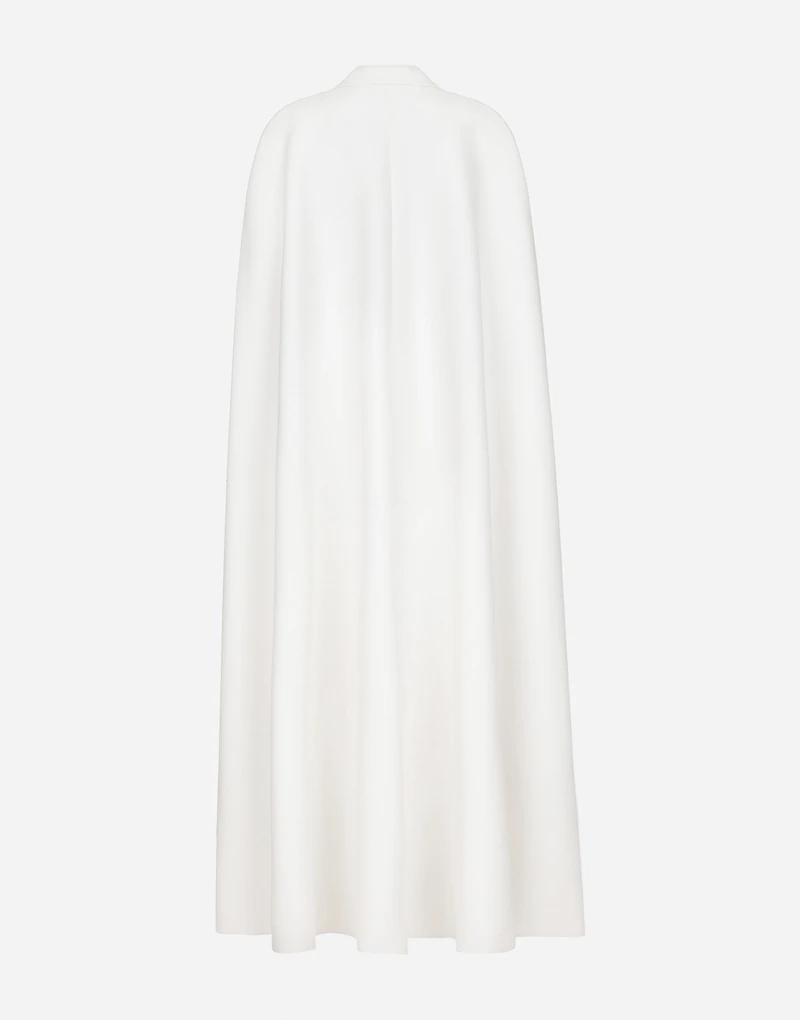 Double-breasted wool cape