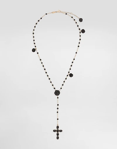  Sicily Rosary Necklace 18-carat yellow gold, black sapphires and black jade