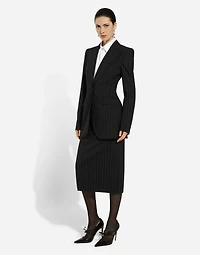 Single-breasted pinstripe wool Turlington jacket