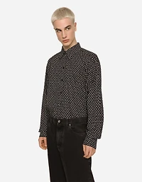 Oversize poplin shirt with DG logo print