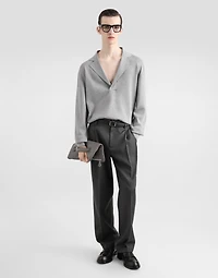 Wool V-neck sweater with DG embroidery