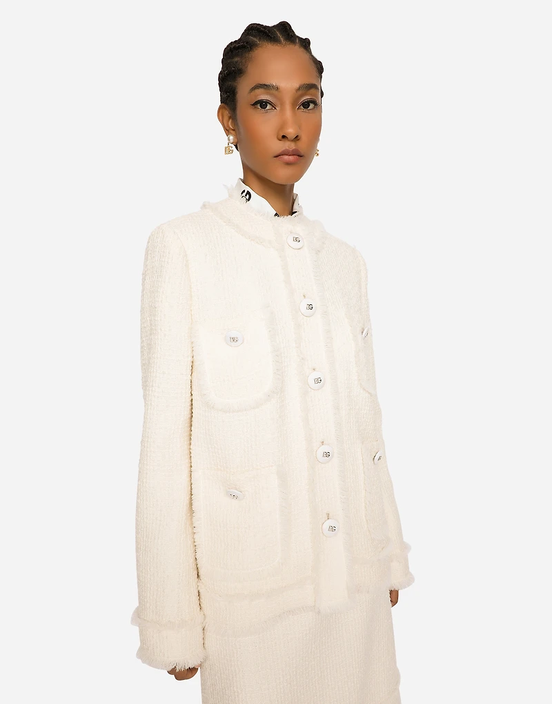 Single-breasted raschel tweed jacket