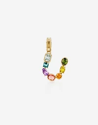 Charm U Lettering 18-carat yellow gold and multicolored gems