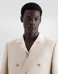 Double-breasted linen fabric jacket