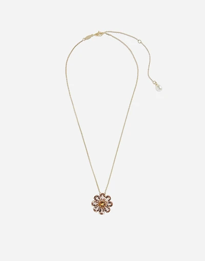 Spring Pendant 18-carat yellow and red gold and morganites