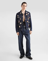 Cotton denim jacket with bejeweled detailing