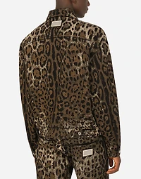 Leopard-print denim jacket