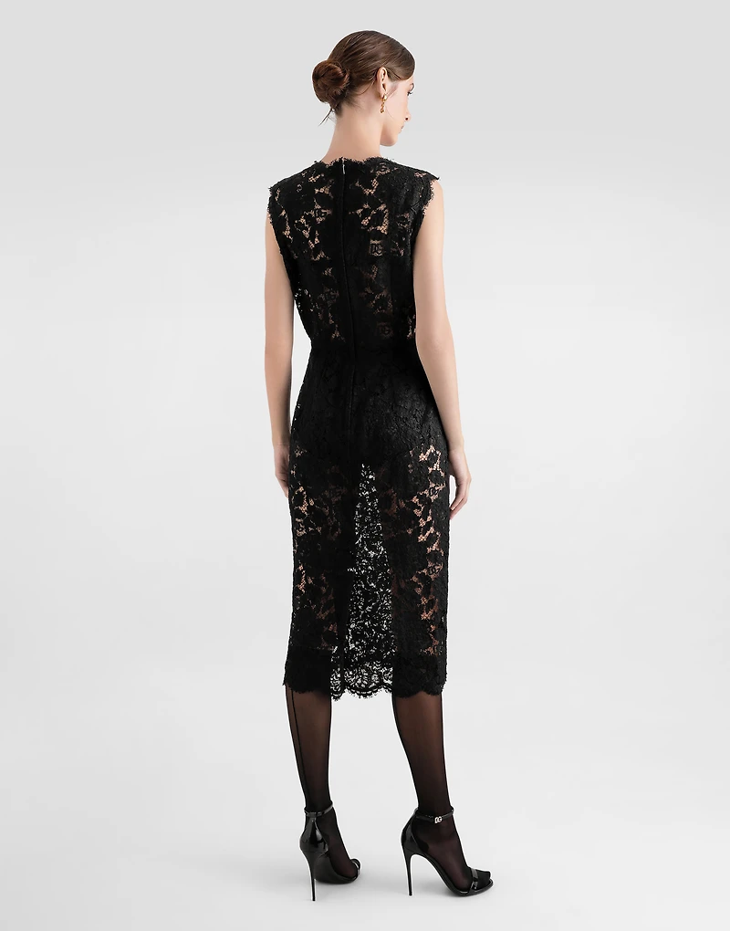 Branded stretch lace calf-length dress
