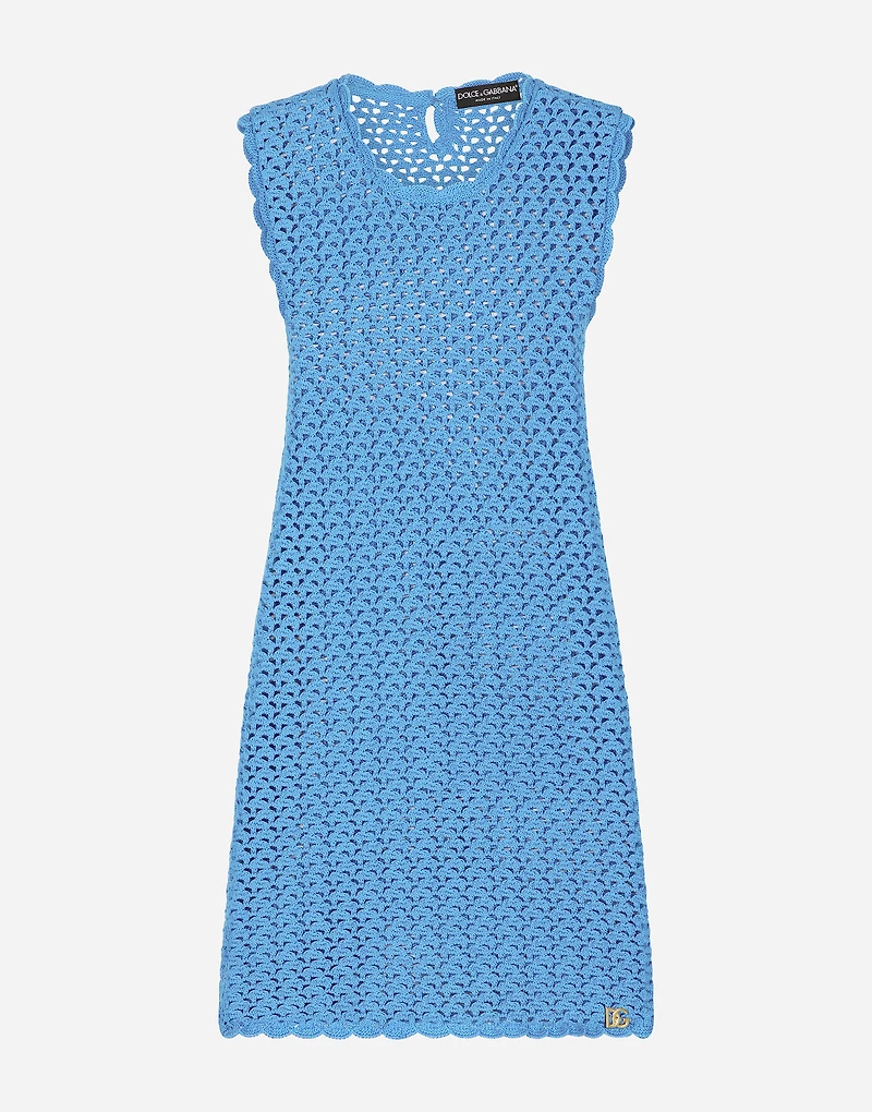 Short sleeveless crochet dress