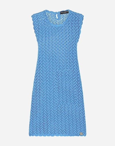 Short sleeveless crochet dress