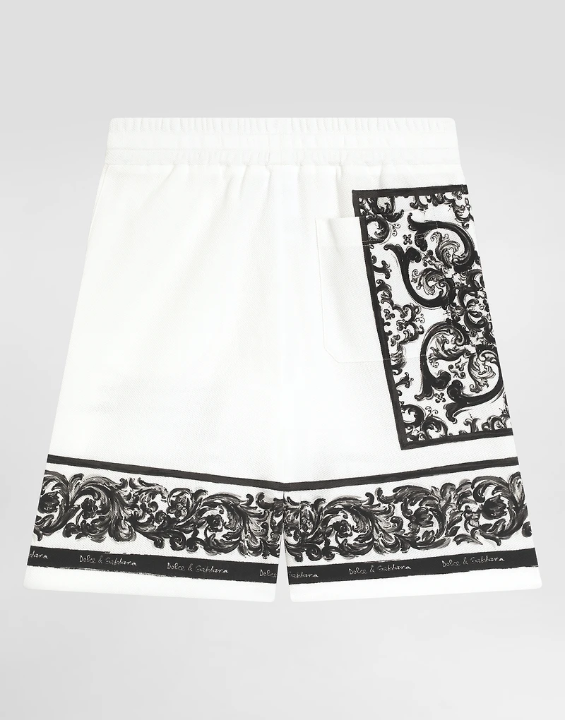 Majolica-print double piqué bermuda shorts
