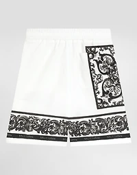 Majolica-print double piqué bermuda shorts