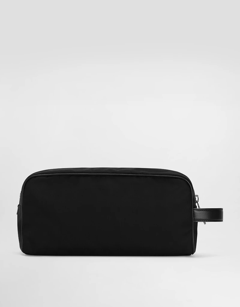 Nylon toiletry bag with rubberized logo