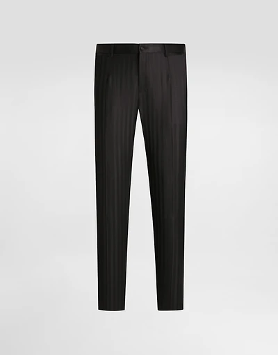 Wool pekin jacquard trousers