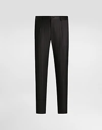 Wool pekin jacquard trousers