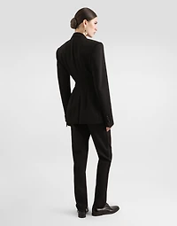 Double-breasted wool gabardine tuxedo jacket