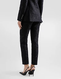Tailored quilted floral jacquard pants