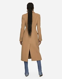 Long double-breasted wool and cashmere coat