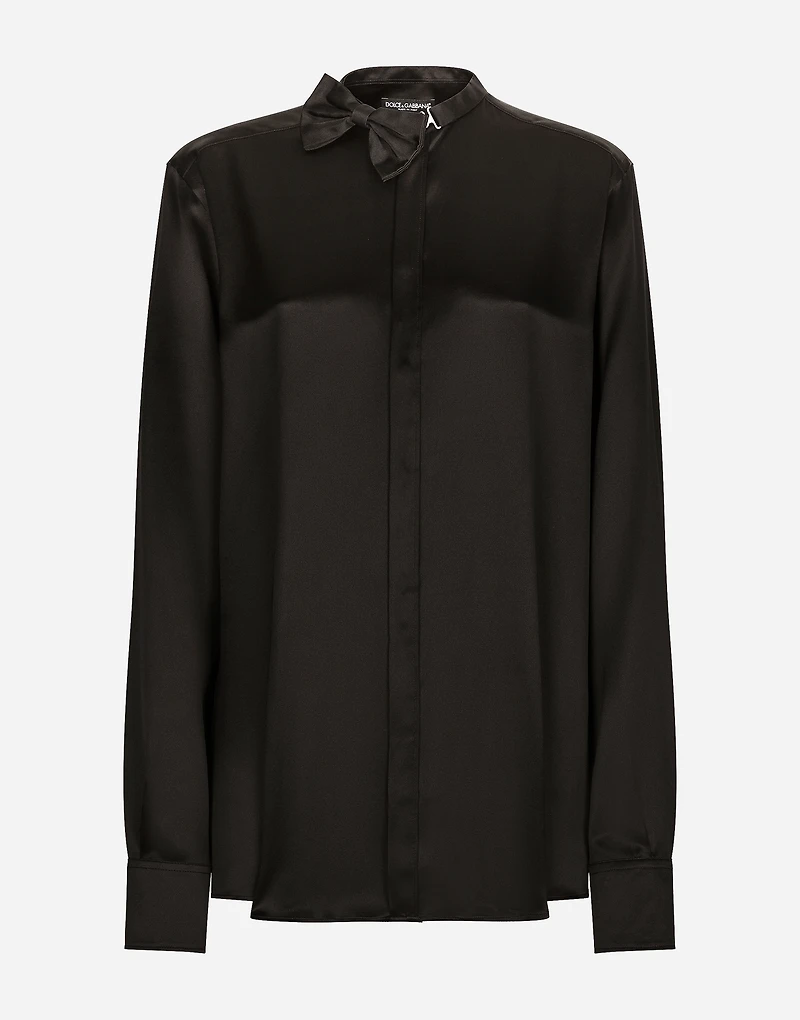 Satin shirt with bow-tie detailing