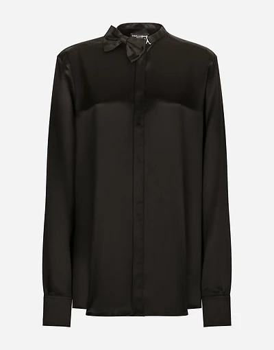 Satin shirt with bow-tie detailing