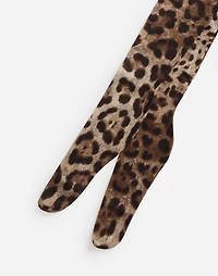 Leopard-print tulle tights