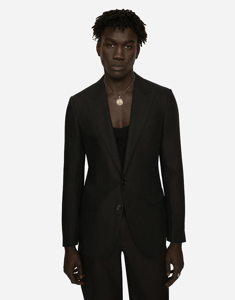 Single-breasted linen Taormina jacket