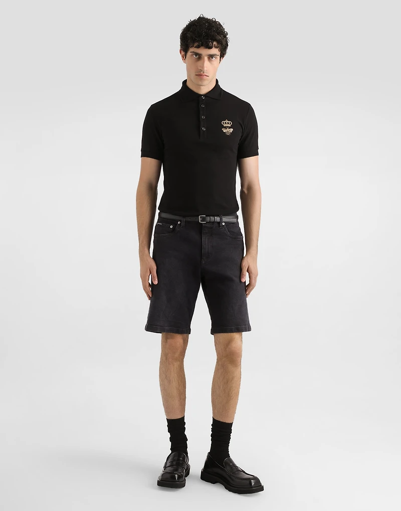 Cotton piqué polo-shirt with embroidery