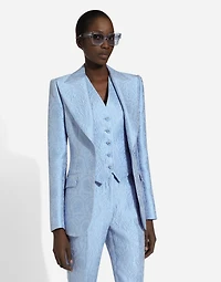 Single-breasted floral quilted jacquard Turlington jacket